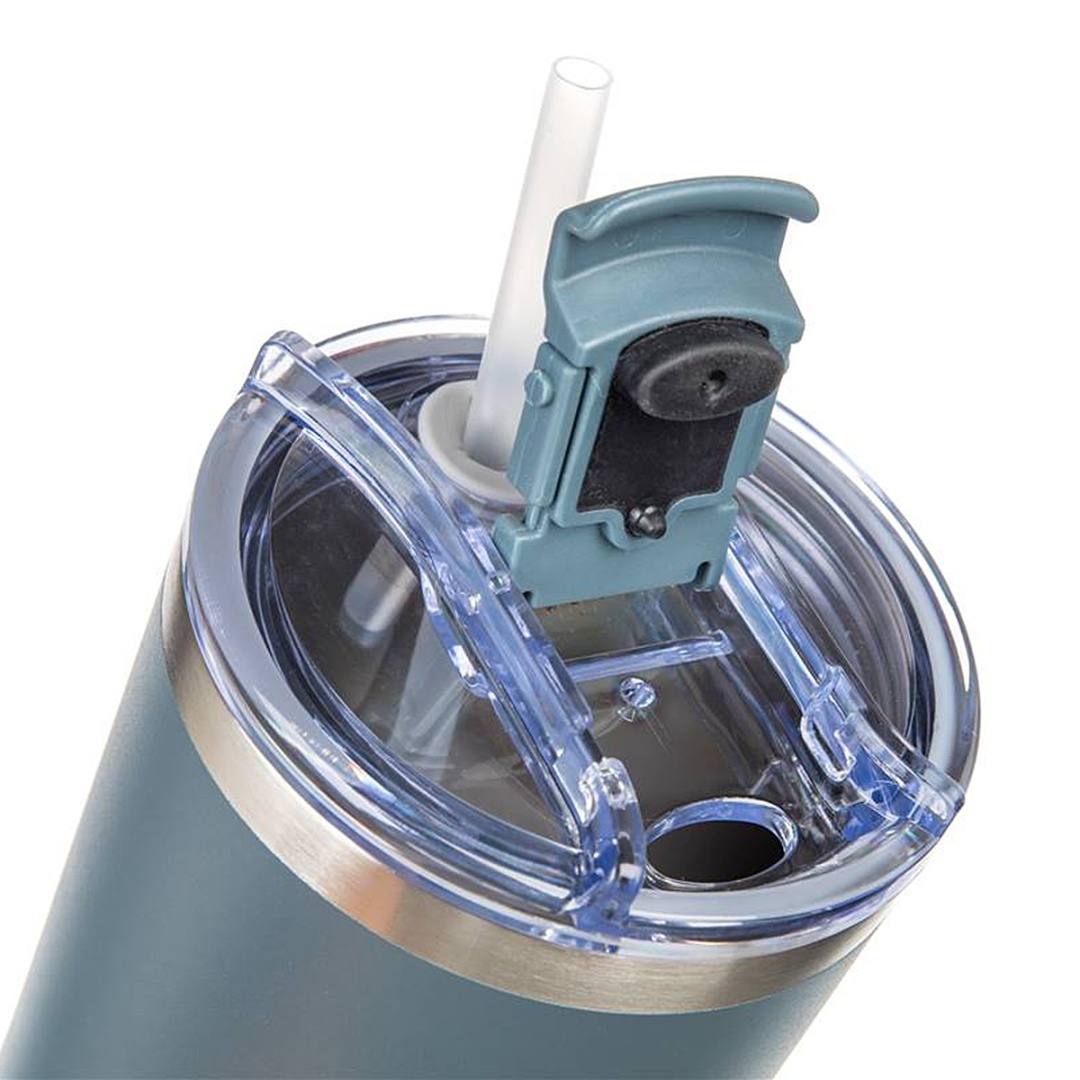 STALOWY KUBEK TERMICZNY TERMOS 1200ml Z RĄCZKĄ I SŁOMKĄ BANQUET TWAIN SZARY